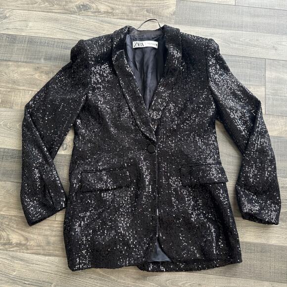 Zara Fitted Sequined Jacket - Picture 1 of 8